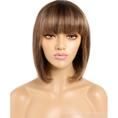 2021Le bas prix 10A grade Perruque bresilienne courtes Bob perruque vrai cheveux humain pleine Machine couleur Bob perruques